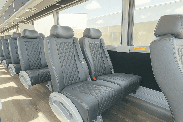 interior of Noblesville Coach Bus Service charter bus